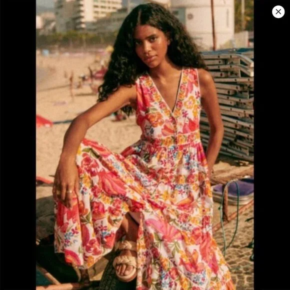 FARM Rio x Sézane Alamedee Maxi Dress, US 2 / FR 34, NWT 🇧🇷🇫🇷 - Picture 3 of 16